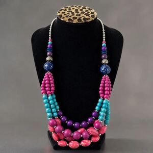 Colorful Multi-Strand Statement Necklace